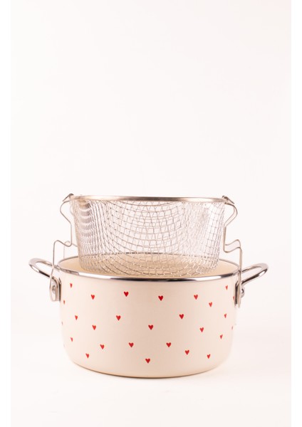 Cupid Emaye Kızartma Tenceresi/ Fritöz (Özel Pyrex Kapaklı)
