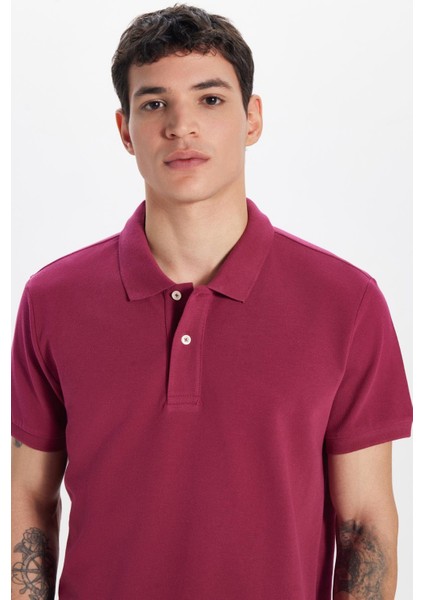 Erkek Slim Fit Dar Kesim %100 Pamuk Fuşya Polo Yaka Tişört fiyatları