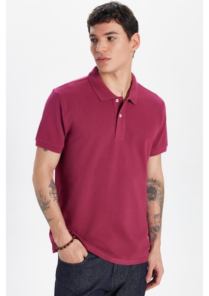Erkek Slim Fit Dar Kesim %100 Pamuk Fuşya Polo Yaka Tişört modelleri