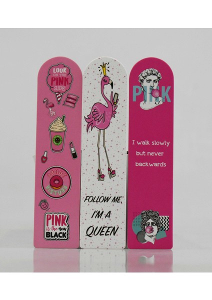 Pink Baskılı 3'lü Kitap Ayraç Seti