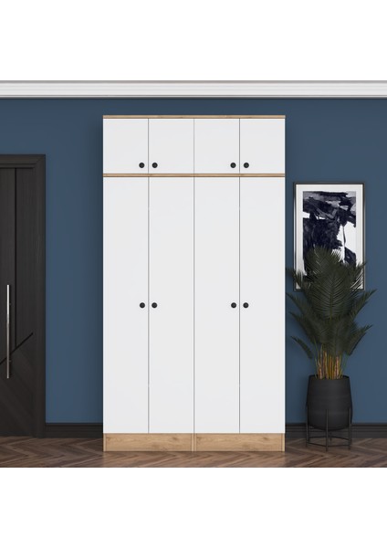 EA146 Modern Portmanto 8 Kapaklı Raflı Askılı Ayakkabılık Vestiyer Sepet Ceviz - Beyaz modelleri
