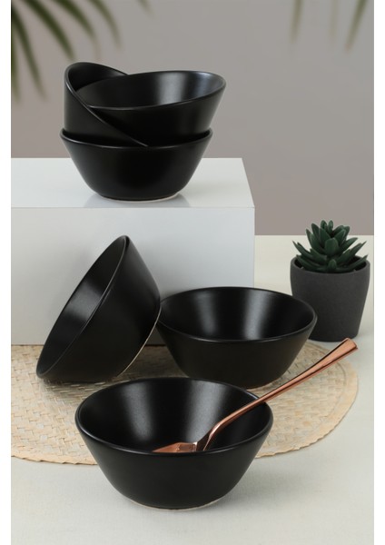 Mat Siyah Hitit Çorba Kasesi 14 Cm 6 Adet