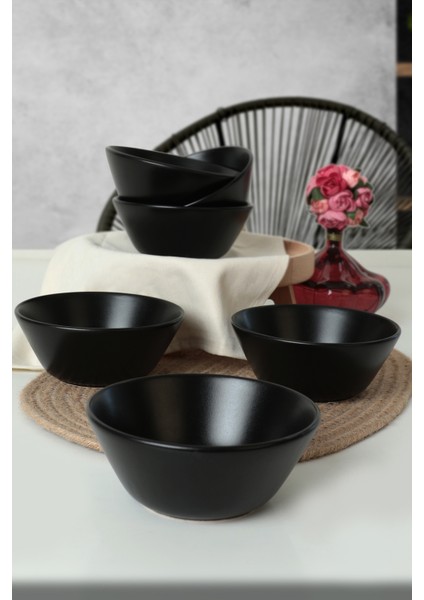 Mat Siyah Hitit Çorba Kasesi 14 Cm 6 Adet