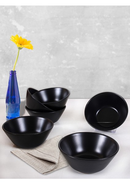 Mat Siyah Hitit Çorba Kasesi 14 Cm 6 Adet