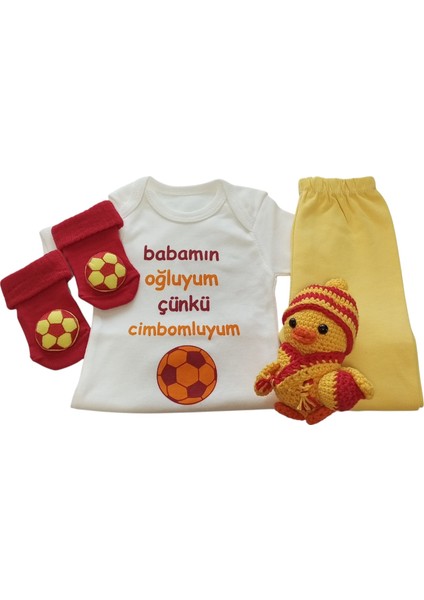 Hoşgeldin Bebek, Yenidoğan Erkek Bebek, Sarı Kırmızı Taraftar Hediye Seti