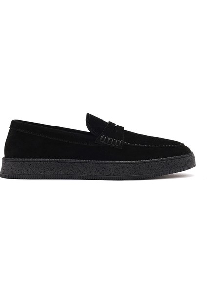 Erkek Siyah Makosen Süet Deri Loafer 25SFD755410