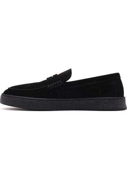 Erkek Siyah Makosen Süet Deri Loafer 25SFD755410