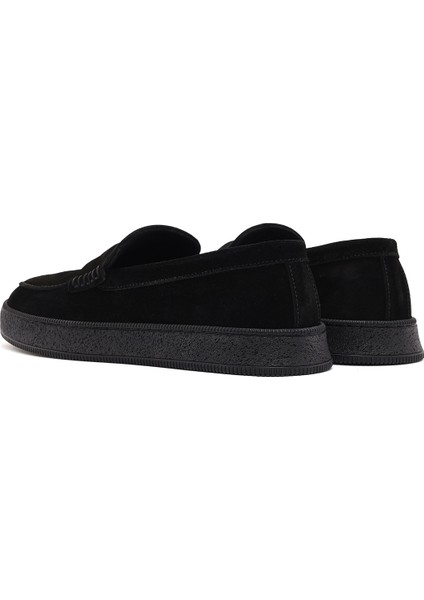Erkek Siyah Makosen Süet Deri Loafer 25SFD755410
