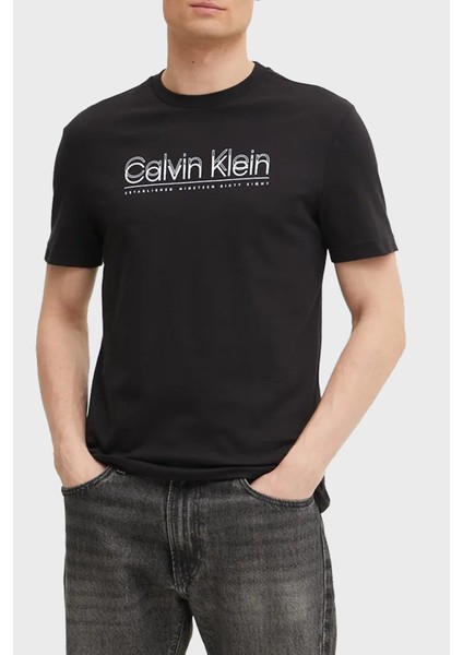 Logo Baskılı Pamuklu Regular Fit Bisiklet Yaka T Shirt K10K114149BEH Erkek T Shirt K10K114149 Beh