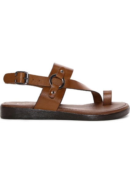 Kadın Taba Parmak Arası Deri Bodrum Sandalet 25SFD331218