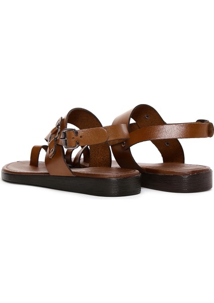 Kadın Taba Parmak Arası Deri Bodrum Sandalet 25SFD331218