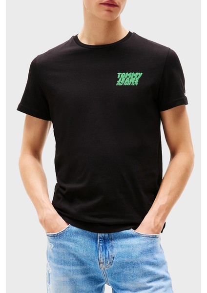 Pamuk Slim Fit Bisiklet Yaka Logolu T Shirt Erkek T Shirt DM0DM21863 Bds