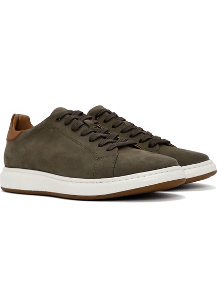 Erkek Yeşil Bağcıklı Nubuk Deri Sneaker 25SFD6116V3