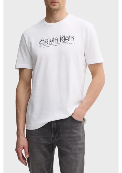 Logo Baskılı Pamuklu Regular Fit Bisiklet Yaka T Shirt K10K114149YAF Erkek T Shirt K10K114149 Yaf