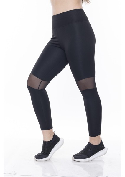 Siyah Dizi Tüllü Toparlayıcı Tayt