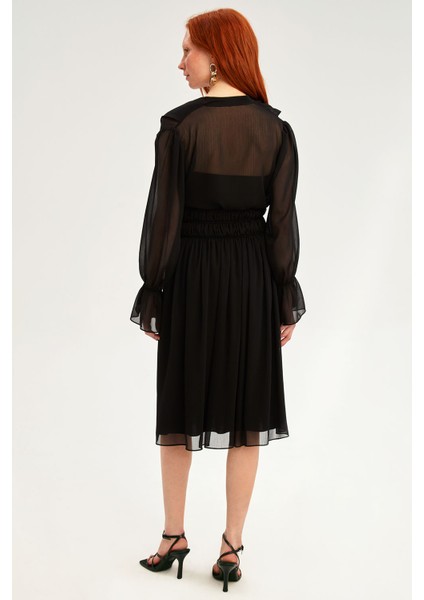 Lily Regular Fit Midi Boy Siyah Etek