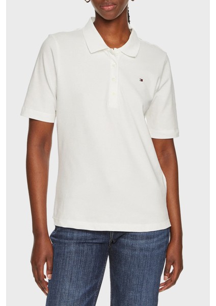 Streç Pamuklu Regular Fit Düğmeli Polo Yaka T Shirt Bayan Polo Yaka T Shirt WW0WW43224 Ybl