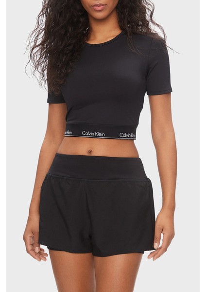 Logolu Slim Fit Bisiklet Yaka Crop T Shirt LVGWS5K144UB1 Bayan T Shirt LVGWS5K144 Ub1