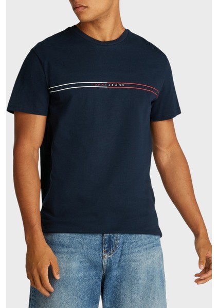 Pamuk Slim Fit Bisiklet Yaka Logolu T Shirt Erkek T Shirt DM0DM20779 C1G