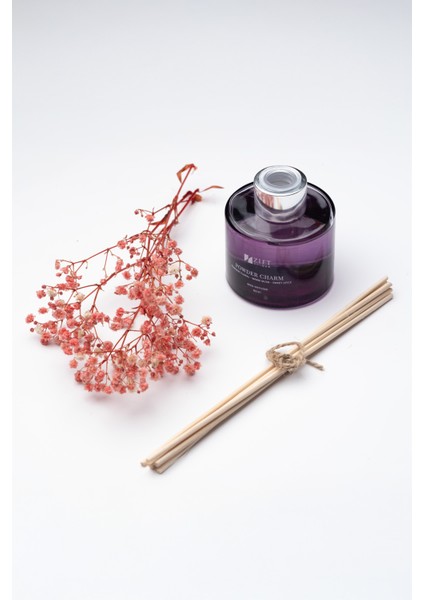 Powder Charm - Bambu Çubuklu Oda Kokusu Dekoratif Çiçekli Banyo & Tuvalet & Oda Parfümü 100ML