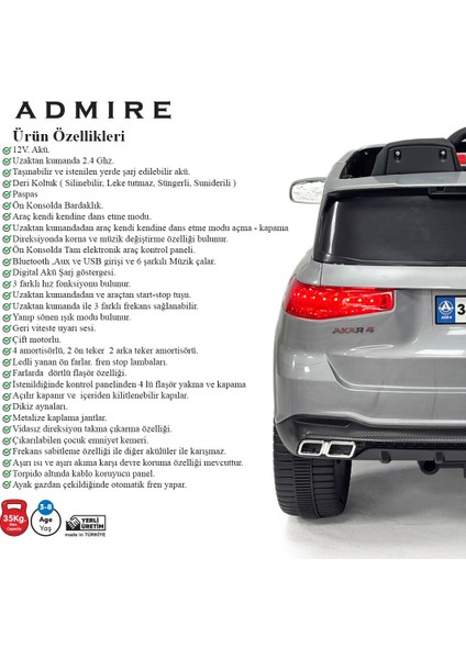 Admire Audi Kumandalı Akülü Araba 12 Volt indirimleri