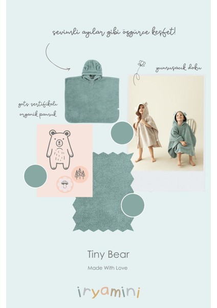 Tiny Bear Organik Pamuk Çocuk Panço Mint fırsatları