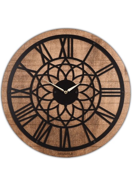 Modern gri ahşap duvar saati, 30x30 cm, şık ve zarif tasarım