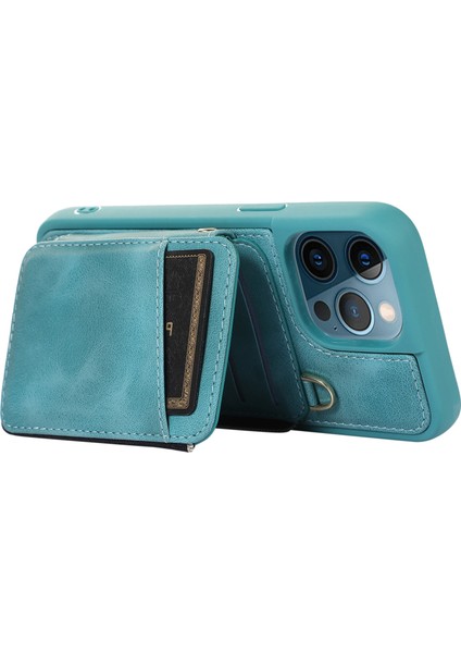 Apple Phone 14 Pro Kart Torbası Tasarım Kickstand Cover Dal Damalı Pu Deri Kaplamalı Tpu Telefon Kılıfı El ve Omuz Kayışı (Yurt Dışından) modelleri