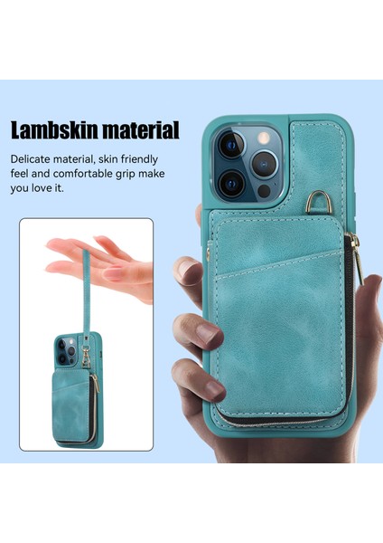 Apple Phone 14 Pro Kart Torbası Tasarım Kickstand Cover Dal Damalı Pu Deri Kaplamalı Tpu Telefon Kılıfı El ve Omuz Kayışı (Yurt Dışından) indirimleri