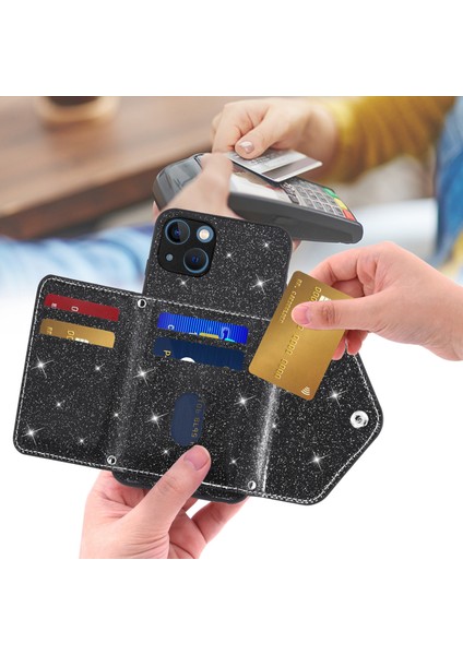 Apple Phone 13 6.1 Inç Pu Deri+Tpu Kasa Üçgen Kart Tutucu Kickstand Telefon Kapağı (Yurt Dışından)