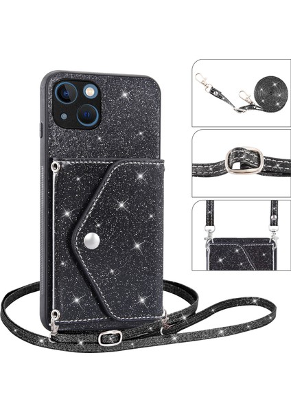 Apple Phone 13 6.1 Inç Pu Deri+Tpu Kasa Üçgen Kart Tutucu Kickstand Telefon Kapağı (Yurt Dışından)