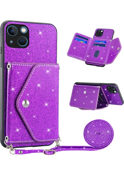 Üçgen Kart Tutucu Apple Phone 14 Için Artı Anti Drop Anti Kickstand Pu Deri+Tpu Telefon Kapağı (Yurt Dışından)