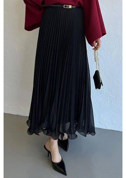 Kloş Volanlı Şifon Etek 1402 - Siyah modelleri