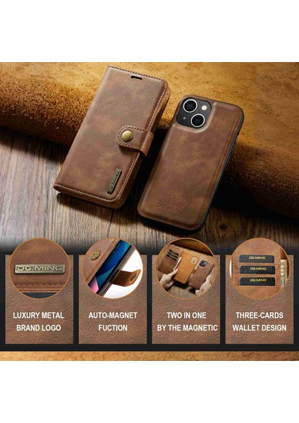 iPhone 15 Çizgi Anti-Çizelge Deri Deri Cüzdan Stand Kapağı Çıkarılabilir Manyetik Telefon Kılıfı Kabuğu (Yurt Dışından) fırsatları