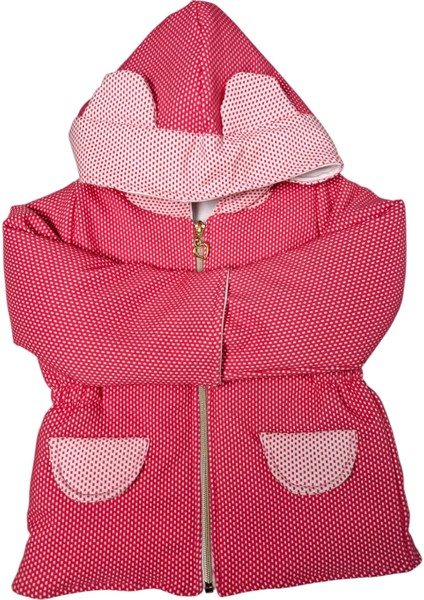 Kız Çocuk Bebe Pembe Renk Beli Büzgü ve Lastikli Tavşan Kulak Kapşonlu Mont fırsatları