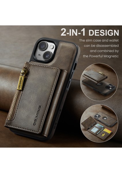 iPhone 14 Manyetik Kasa Rfıd Engelleme Söndürülebilir Deri+Tpu+Pc Cüzdan Kapağı (Yurt Dışından)