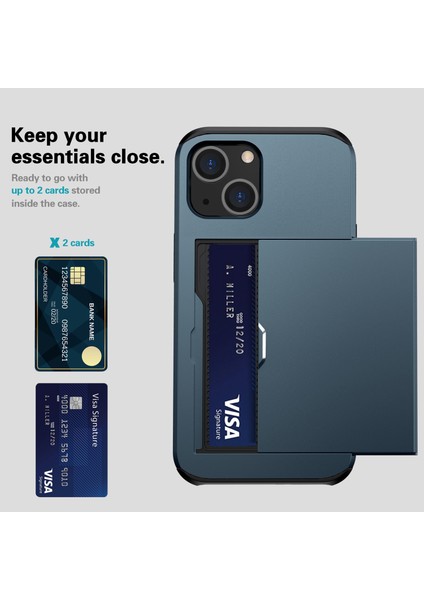 iPhone 15 Tpu + Pc Damla Geçirmez Cep Telefonu Kapağı Slayt Kartı Tutucu Koruyucu Telefon Kasası (Yurt Dışından)