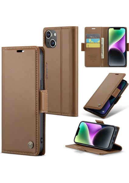 iPhone 14 Için Rfıd Engelleme Cüzdan Kılıfı, Pu Deri Stand Cep Telefonu Kapağı (Yurt Dışından)