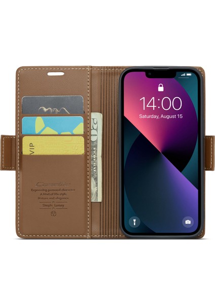 iPhone 14 Için Rfıd Engelleme Cüzdan Kılıfı, Pu Deri Stand Cep Telefonu Kapağı (Yurt Dışından)