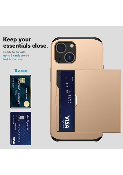 iPhone 15 Tpu + Pc Damla Geçirmez Cep Telefonu Kapağı Slayt Kartı Tutucu Koruyucu Telefon Kasası (Yurt Dışından) modelleri