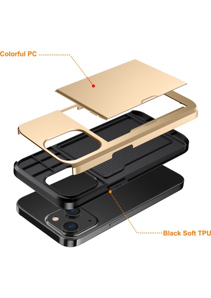 iPhone 15 Tpu + Pc Damla Geçirmez Cep Telefonu Kapağı Slayt Kartı Tutucu Koruyucu Telefon Kasası (Yurt Dışından) indirimleri