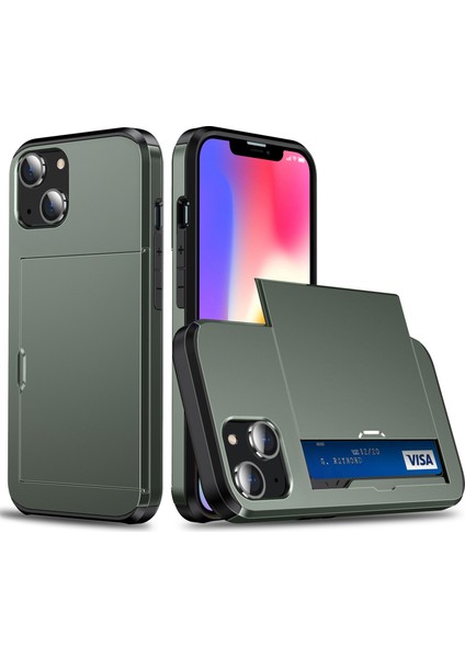 iPhone 15 Tpu + Pc Damla Geçirmez Cep Telefonu Kapağı Slayt Kartı Tutucu Koruyucu Telefon Kasası (Yurt Dışından)