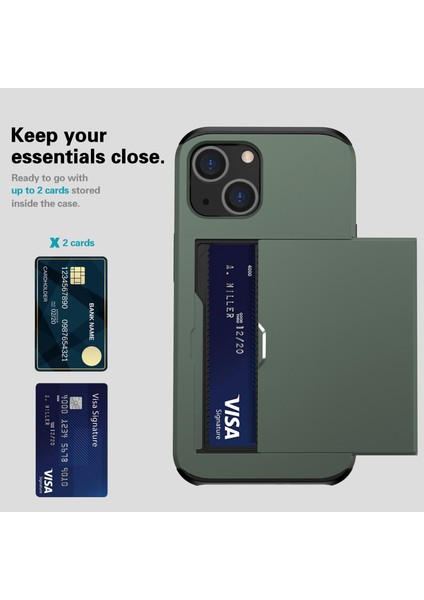 iPhone 15 Tpu + Pc Damla Geçirmez Cep Telefonu Kapağı Slayt Kartı Tutucu Koruyucu Telefon Kasası (Yurt Dışından) modelleri