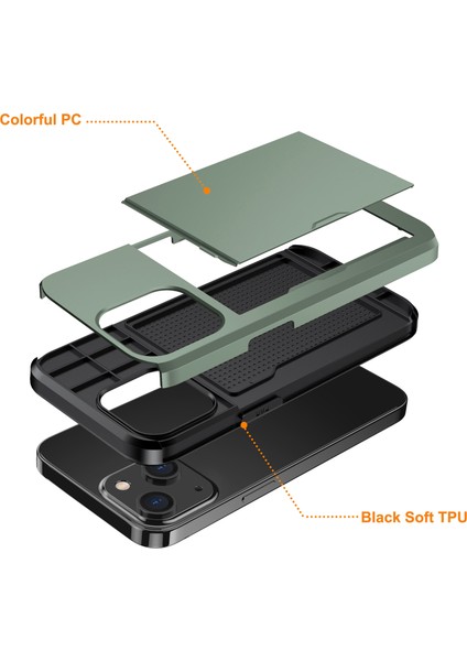 iPhone 15 Tpu + Pc Damla Geçirmez Cep Telefonu Kapağı Slayt Kartı Tutucu Koruyucu Telefon Kasası (Yurt Dışından) indirimleri