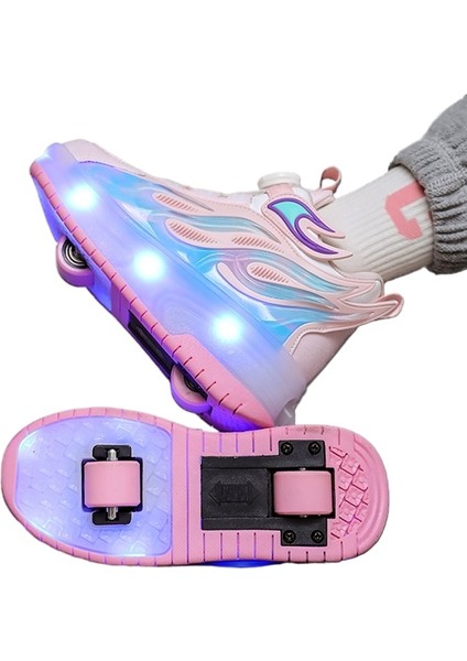 Tekerlekli USB Şarjlı LED Işıklı Paten Ayakkabı (Yurt Dışından)