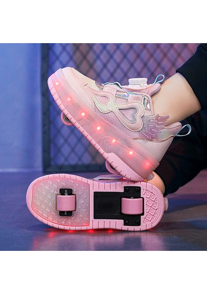 4 Tekerlekli USB Şarj Edilebilir LED Işıklı Kaykay Ayakkabıları (Yurt Dışından)