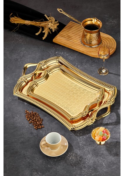 2'li Paslanmaz Çelik Tepsi Seti – 49X33 cm & 36,5X24 cm | Şık, Dayanıklı ve Hijyenik