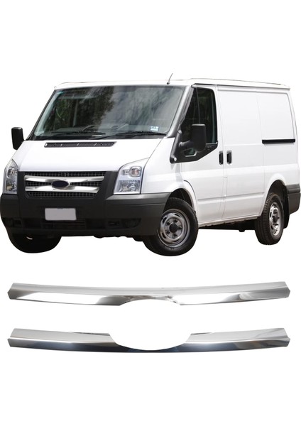 Ford Transit Uyumlu 2007-2013 Krom Ön Panjur 2 Parça Paslanmaz Çelik