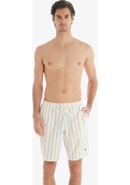 Erkek Şort 40721 - Bordo Çizgili