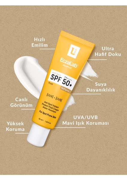 Sunprof Spf 50+ Anti-spot Güneş Kremi | Lekeye Eğilimli Ciltler & Mavi Işık Koruyucu | Hafif Akışkan Yapı 50ml